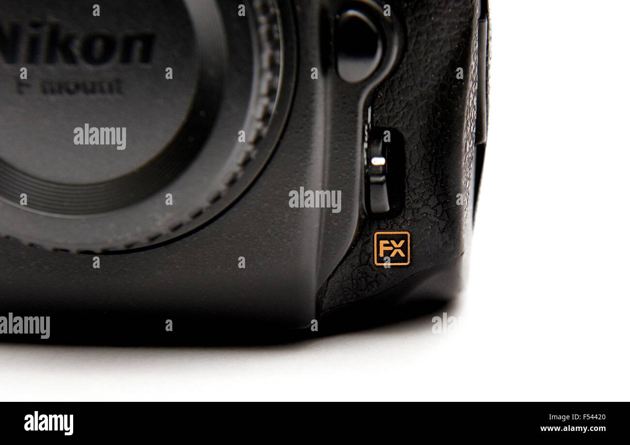 FX Nikon full frame logo on the right hand corner of a D700 DSLR camera  Stock Photo - Alamy