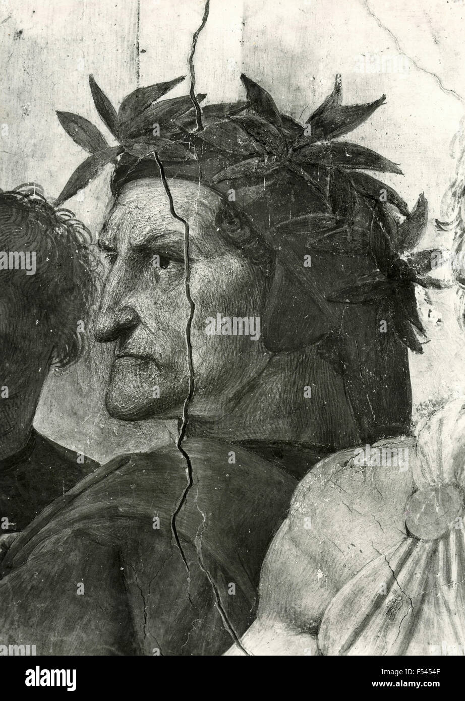 Raphael, portrait of Dante detail of the Dispute at the Eucharist