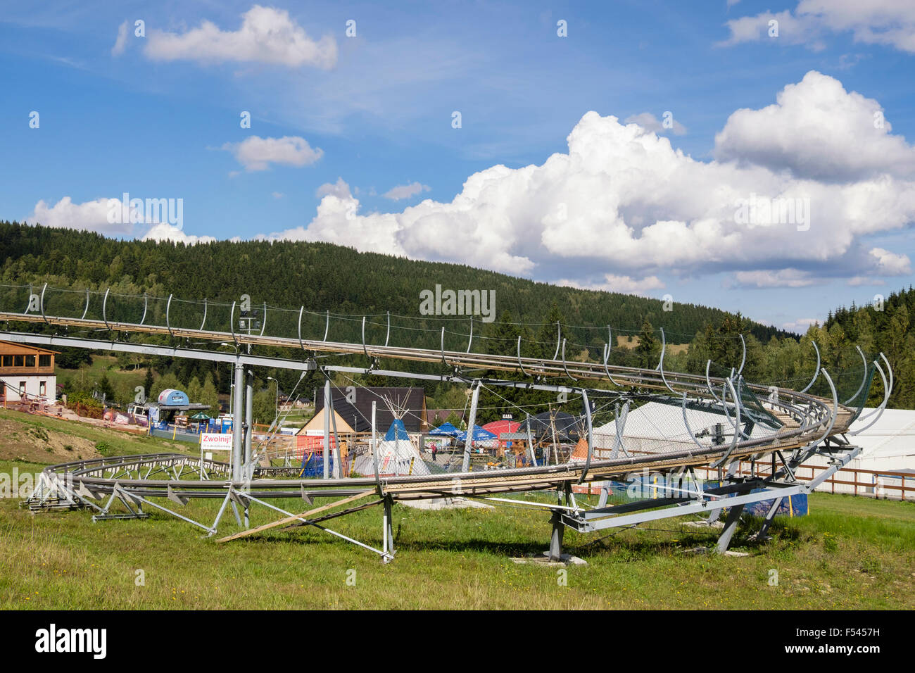 Wiegand summer toboggan Run sports slide structure in Czarna Gora (Black  Mountain) ski resort. Klodzko, Lower Silesia, Poland Stock Photo - Alamy
