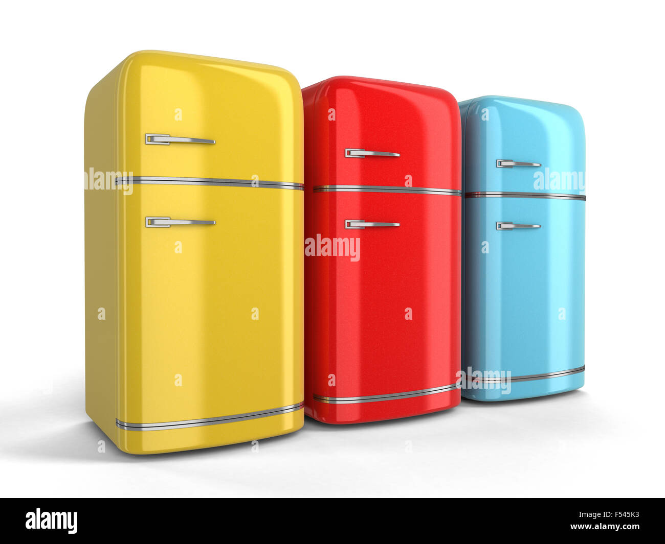 Retro refrigerator. Image with clipping path Stock Photo