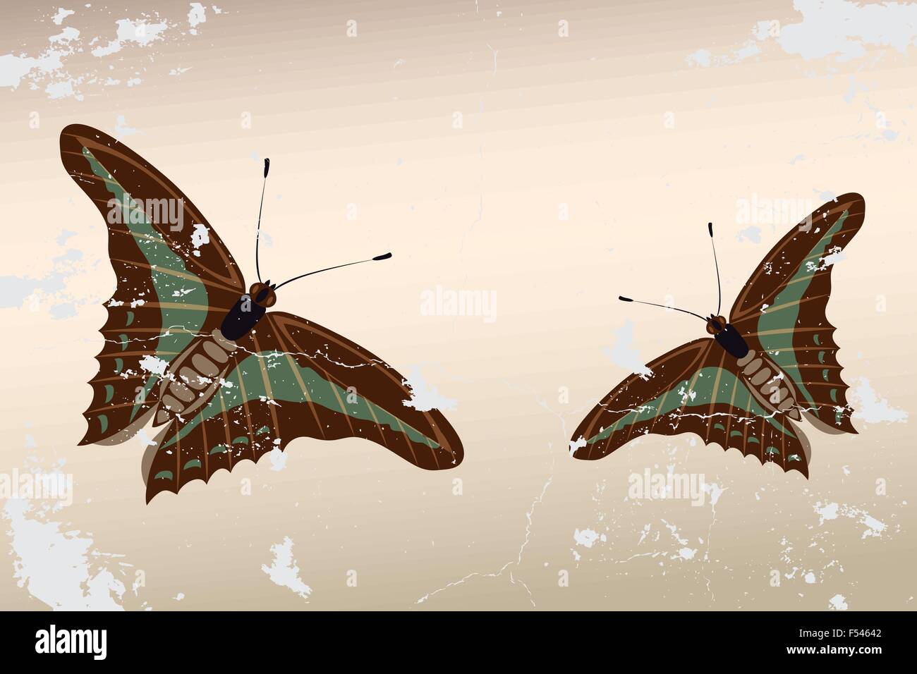 Hand drawn butterflies on vintage background Stock Vector Image & Art ...