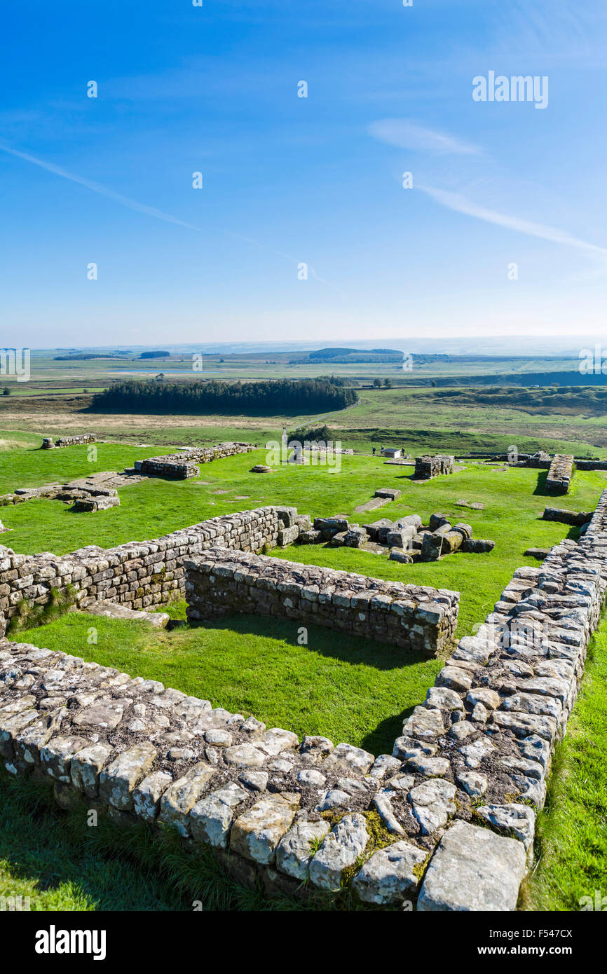 Housesteads Roman Fort at Hadrian's Wall, Northumberland, England, UK Stock Photo
