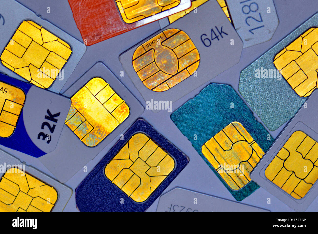 Mobile phone SIM cards Stock Photo