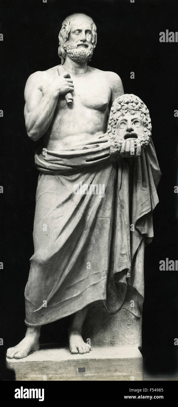 Statue of Euripides, the Vatican Museum Stock Photo