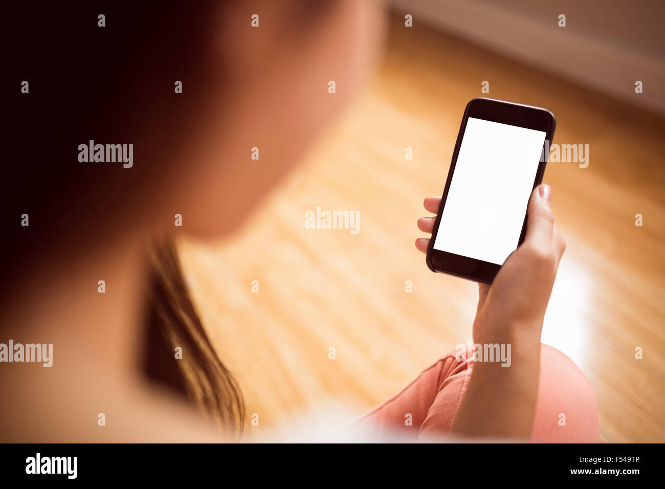 Asian woman using phone with copy space Stock Photo - Alamy