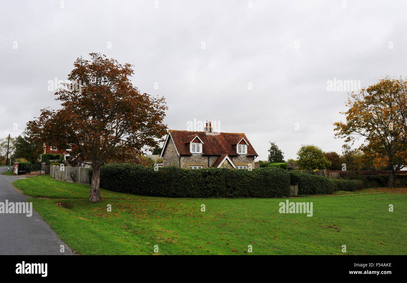 Quaint flint cottage in rural setting in Ringmer East Sussex UK Stock Photo