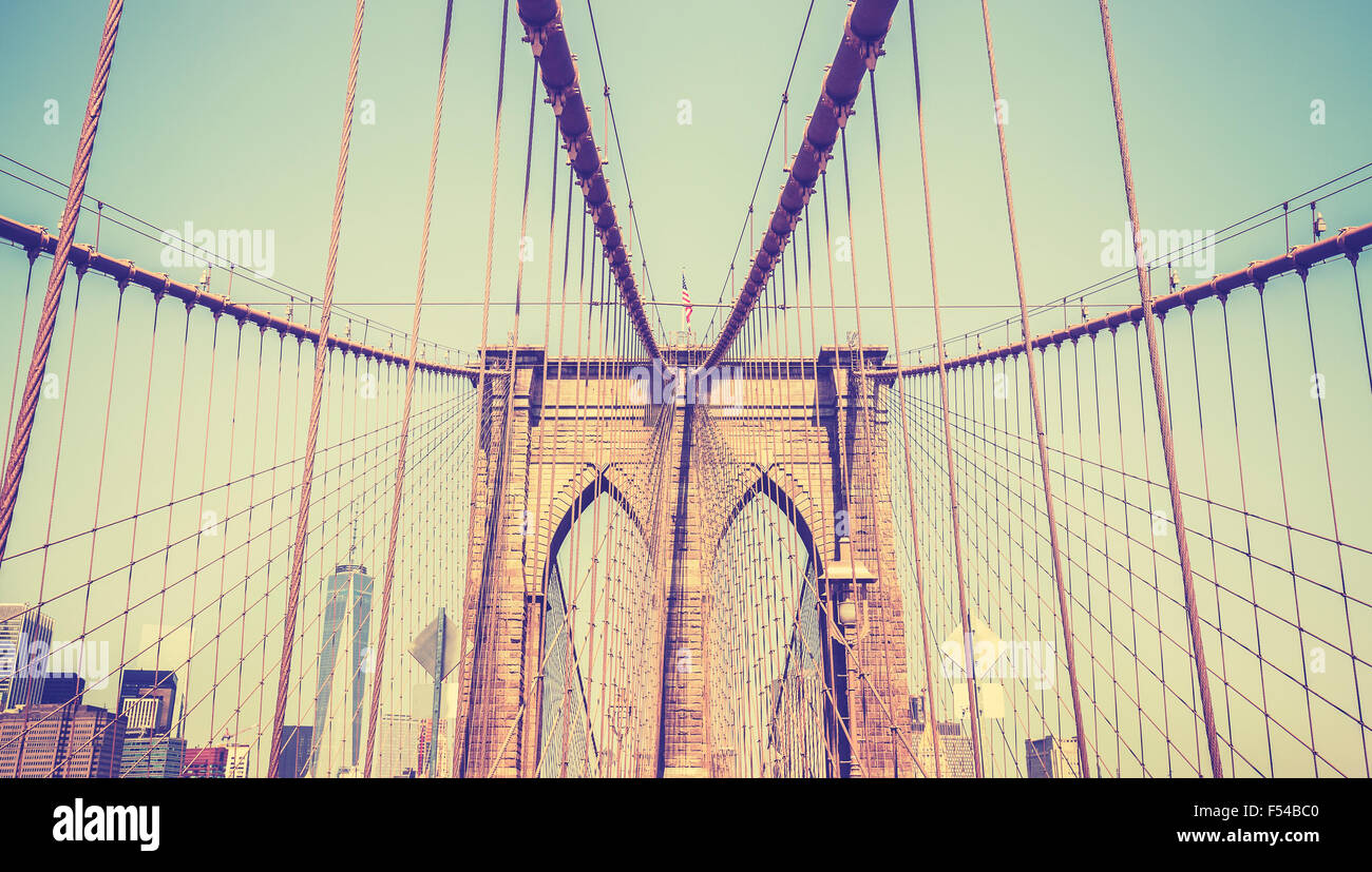 Vintage toned photo of the Brooklyn Bridge, NYC, USA. Stock Photo