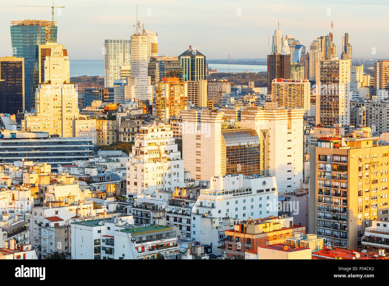 Aerial view of Buenos Aires city downtown Argentina skyline at sunset Stock Photo