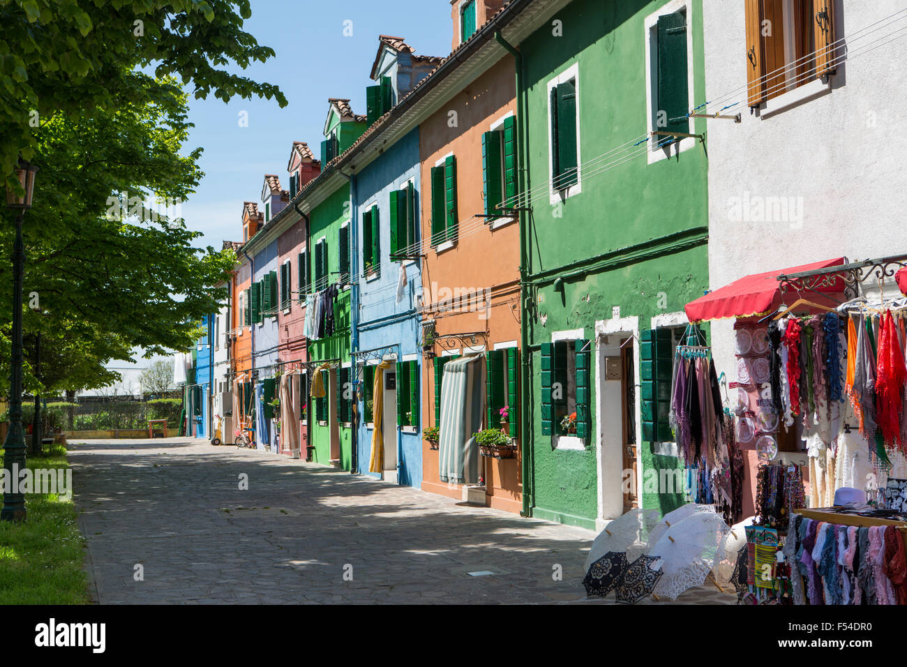 Colorful houses in Burano, Venetian Lagoon, Italy Stock Photo