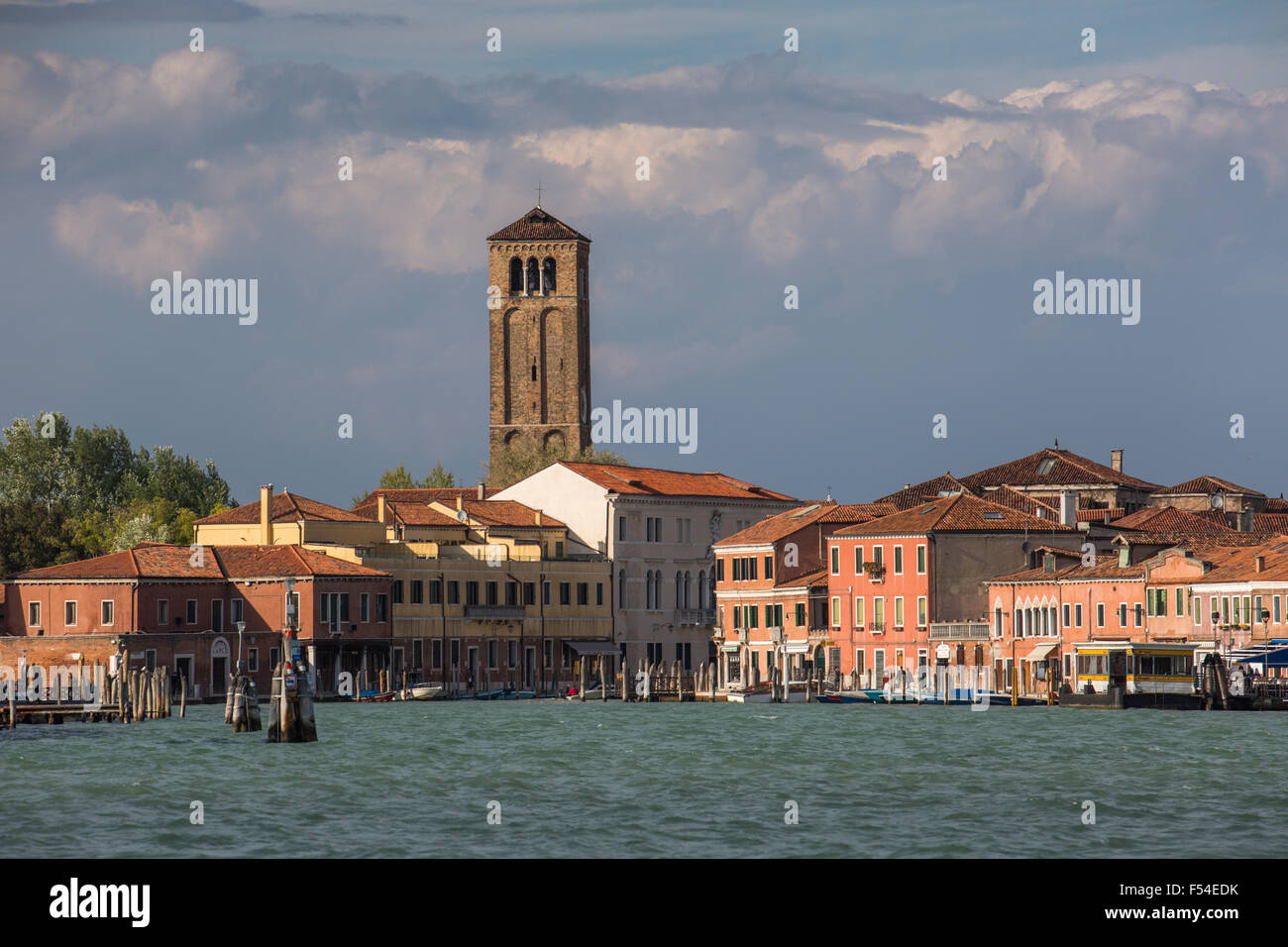 Murano, Venice, Italy, from the Lagoon, with church tower Stock Photo
