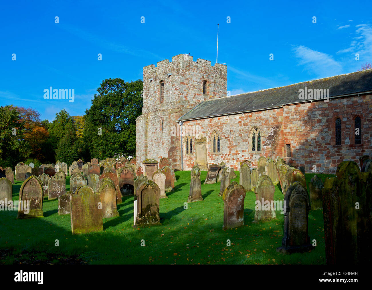 St Michael's Church, with fortified tower, Burgh by Sands, Cumbria, England UK Stock Photo