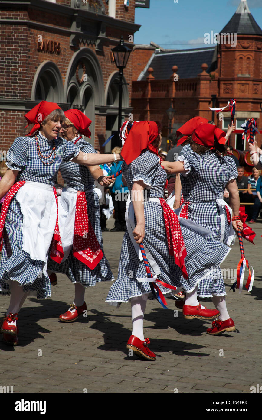 The Poynton Jemmers Women's Morris Dancing Group Stockport Folk Festival  2015 Stockport Cheshire England Stock Photo