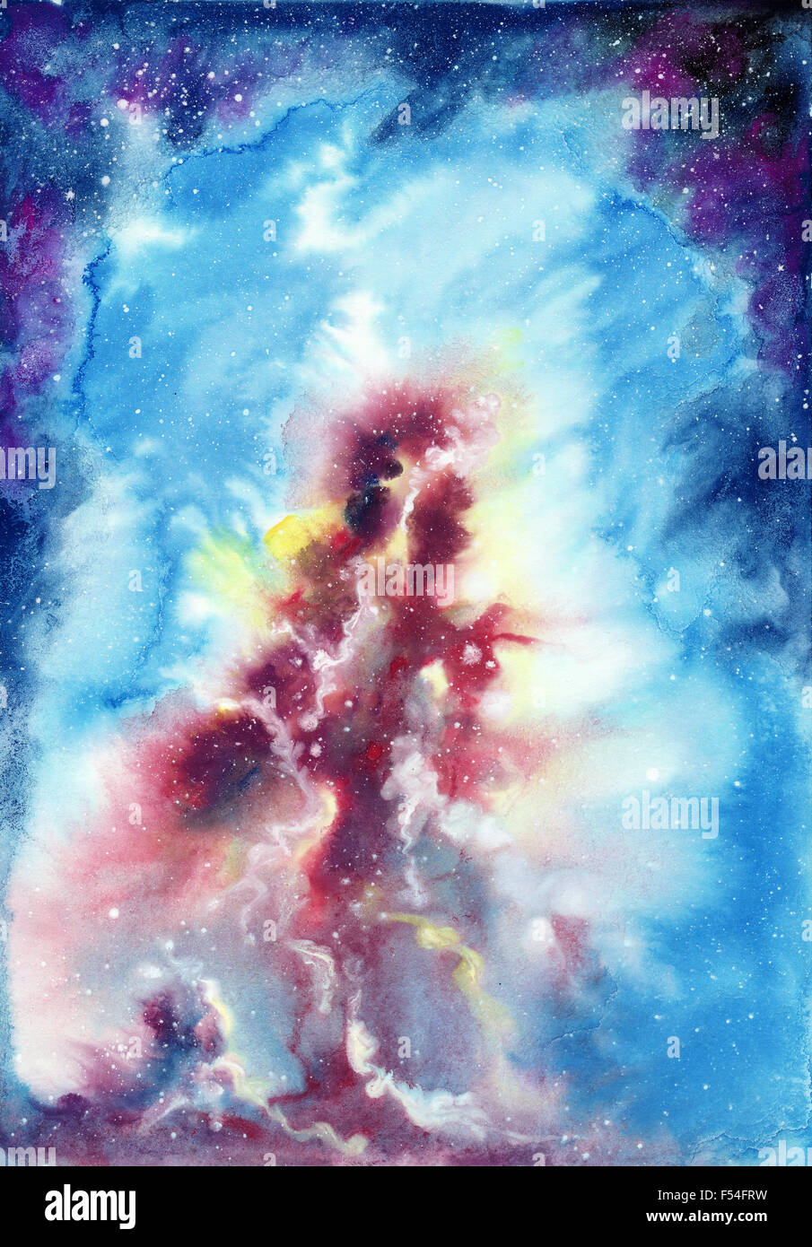 Download Abstract Space Watercolor Background With Starry Sky And Gas Clouds Stock Photo Alamy