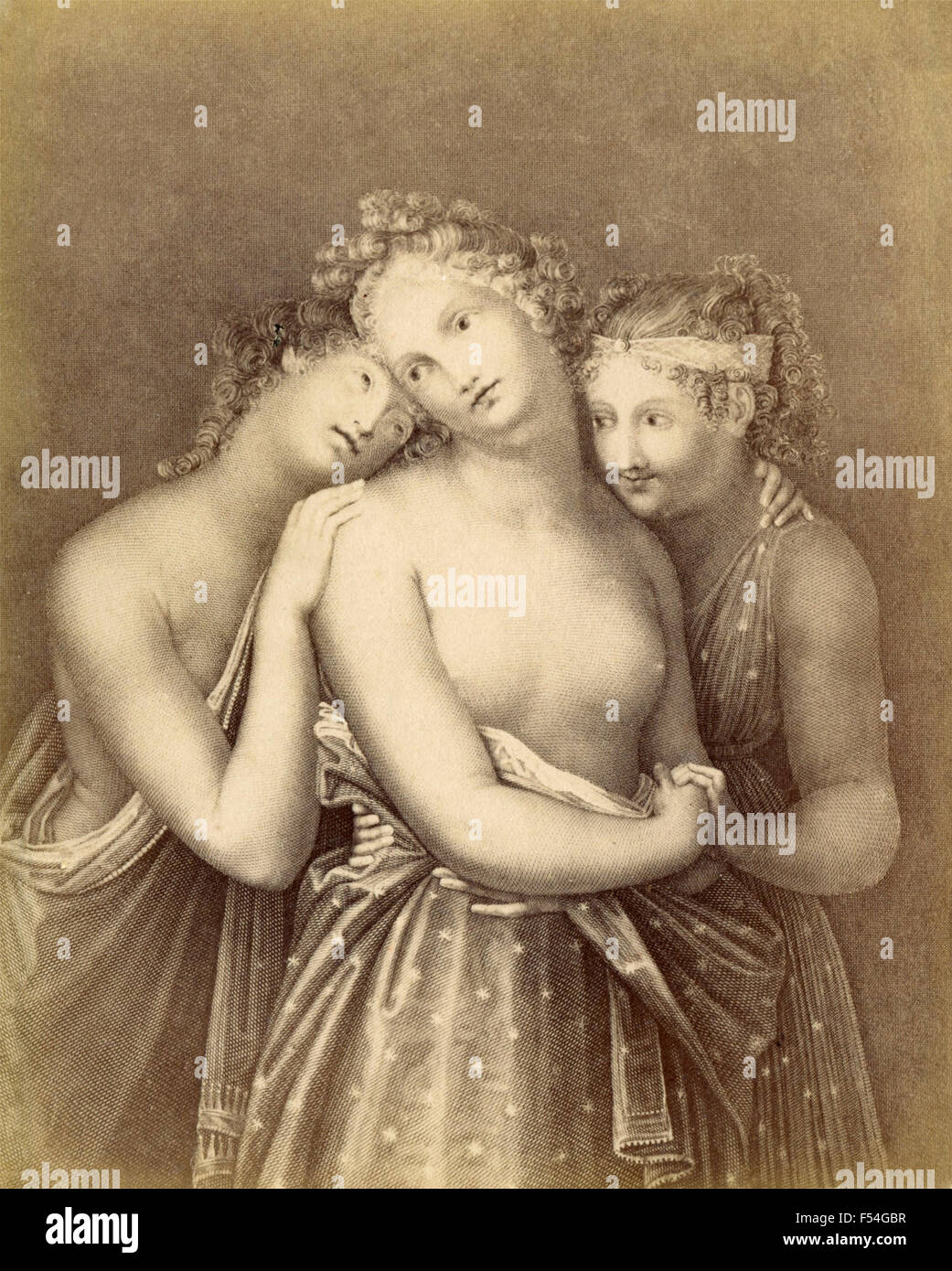 The Three Graces, engraving by Pietro Bonato, Italy Stock Photo