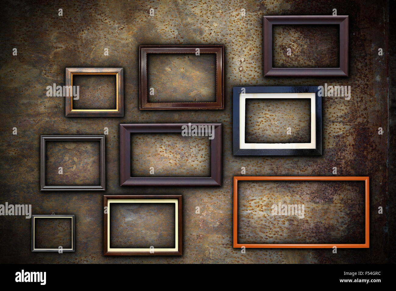 picture frames on abstract rusty wall ready for your design Stock Photo ...