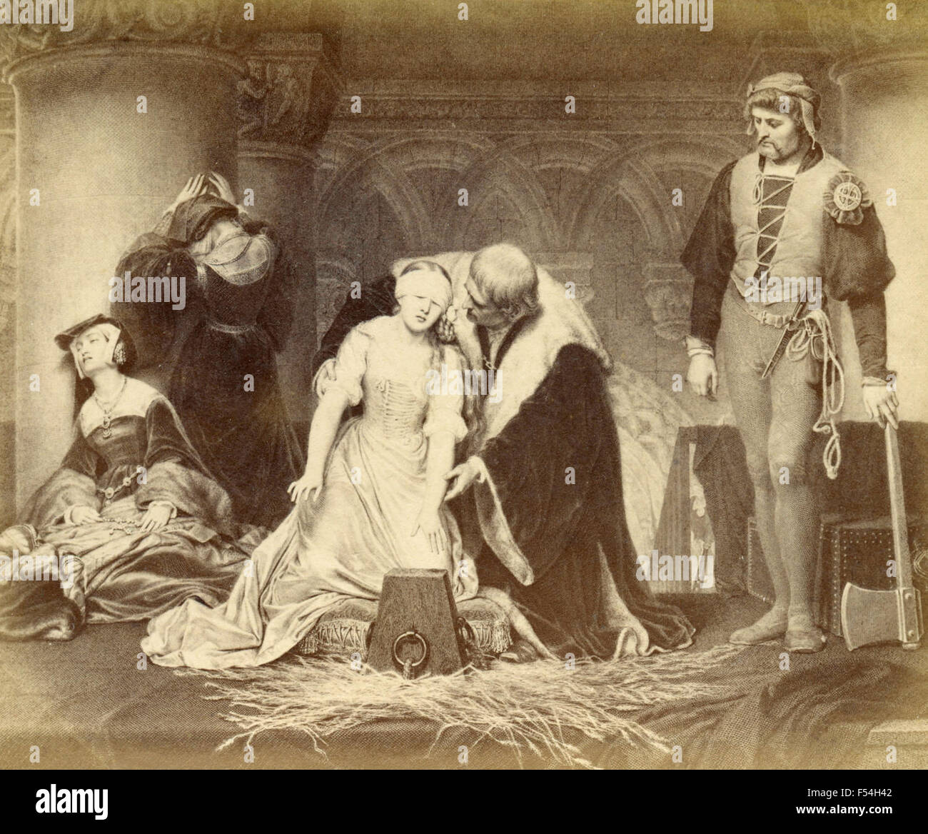 Execution of Joan Gray, engraving by Paul de la Roche Stock Photo