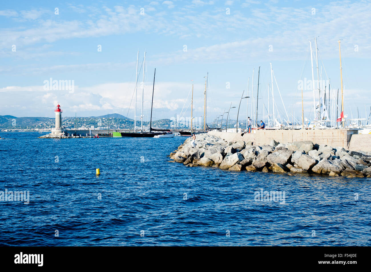 Saint Tropez, France - September 26, 2015,Port and lighthouse in St Tropez 2015, French Riviera, France Stock Photo