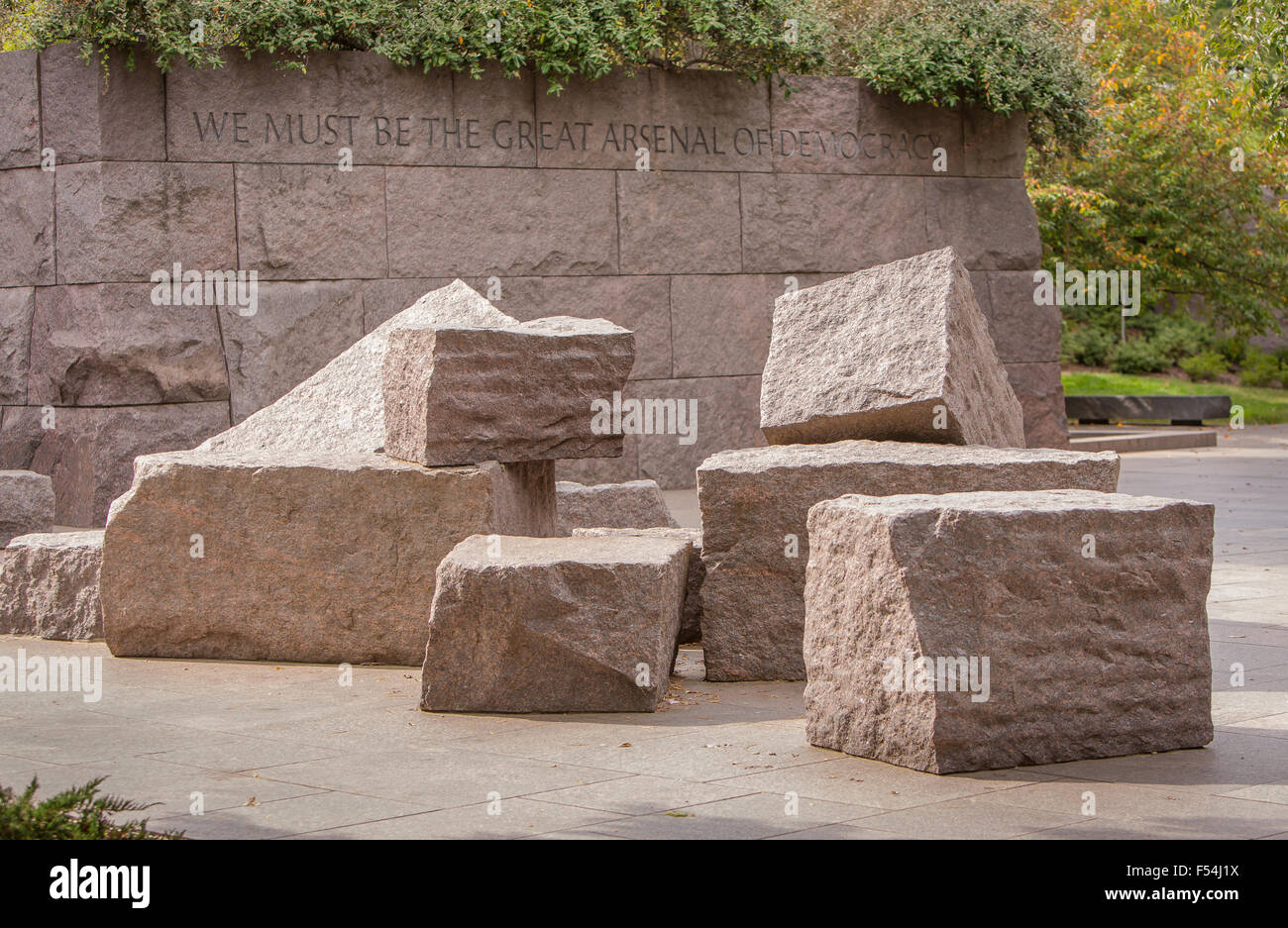WASHINGTON, DC, USA - Franklin Roosevelt Memorial, stone blocks. Stock Photo