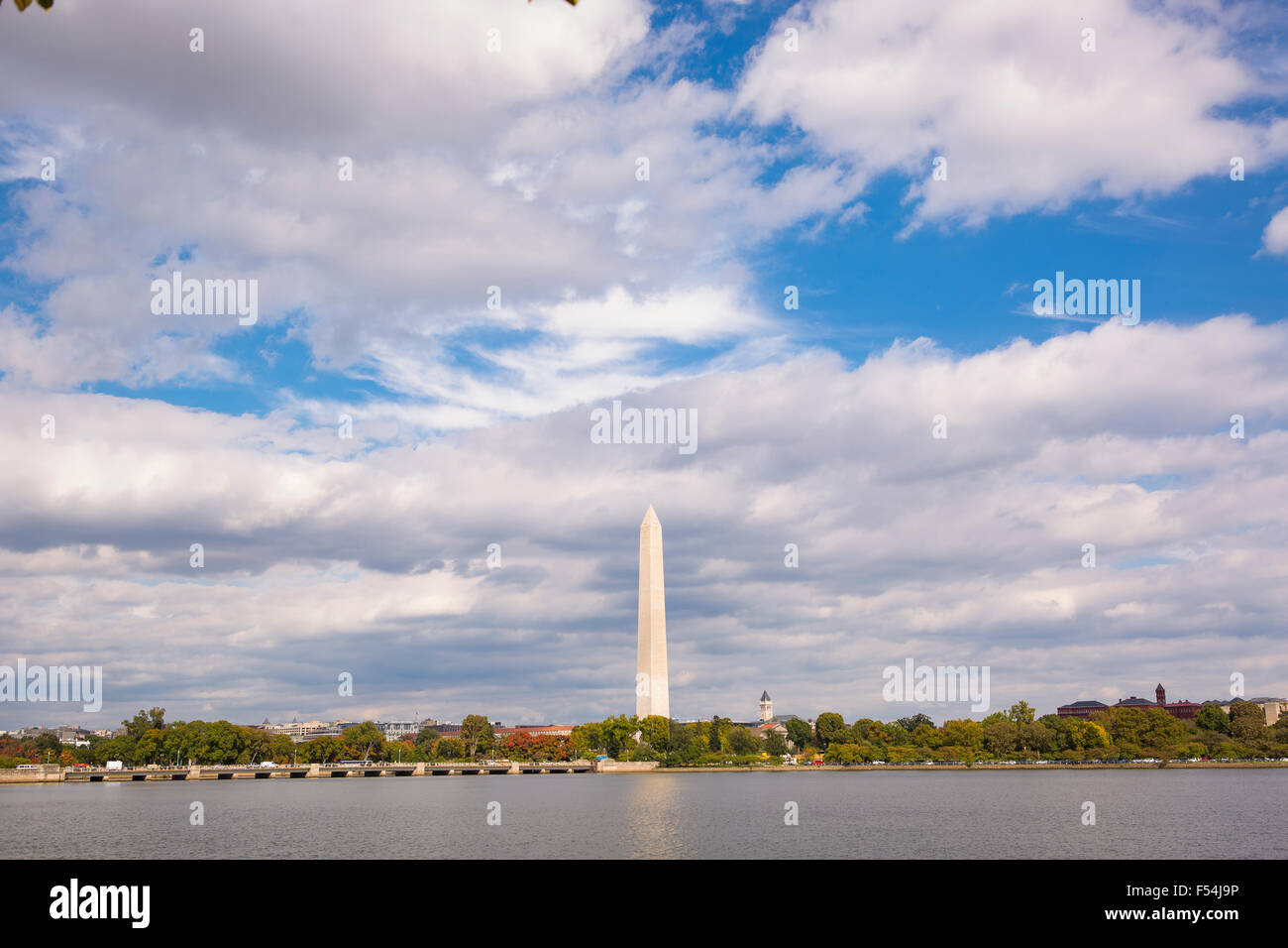 WASHINGTON, DC, USA - Washington monument and Tidal Basin. Stock Photo