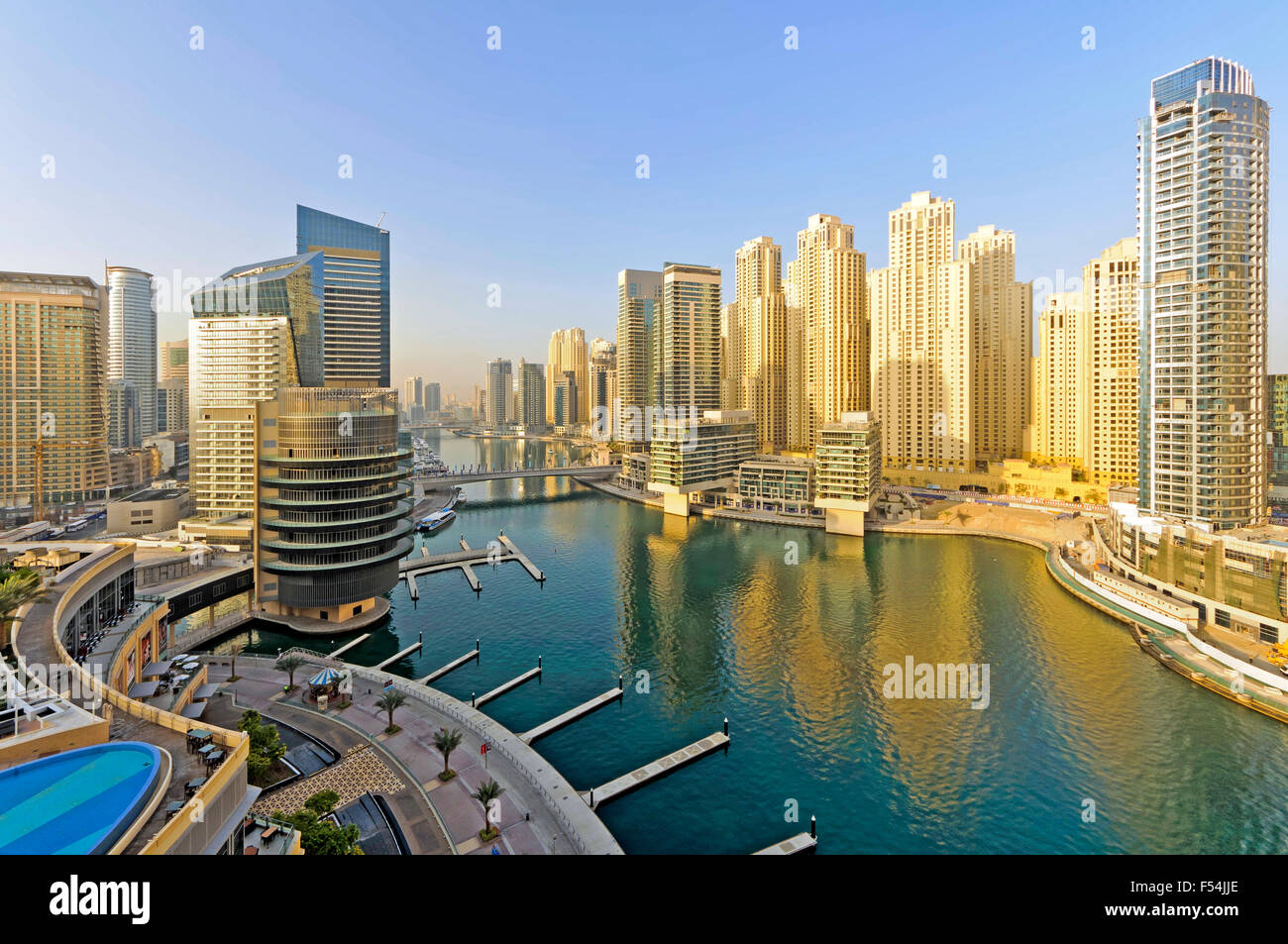 Dubai Marina - Dubai Marina is a district in the heart of what has become known as "new Dubai" in Dubai, United Arab Emirates. Stock Photo
