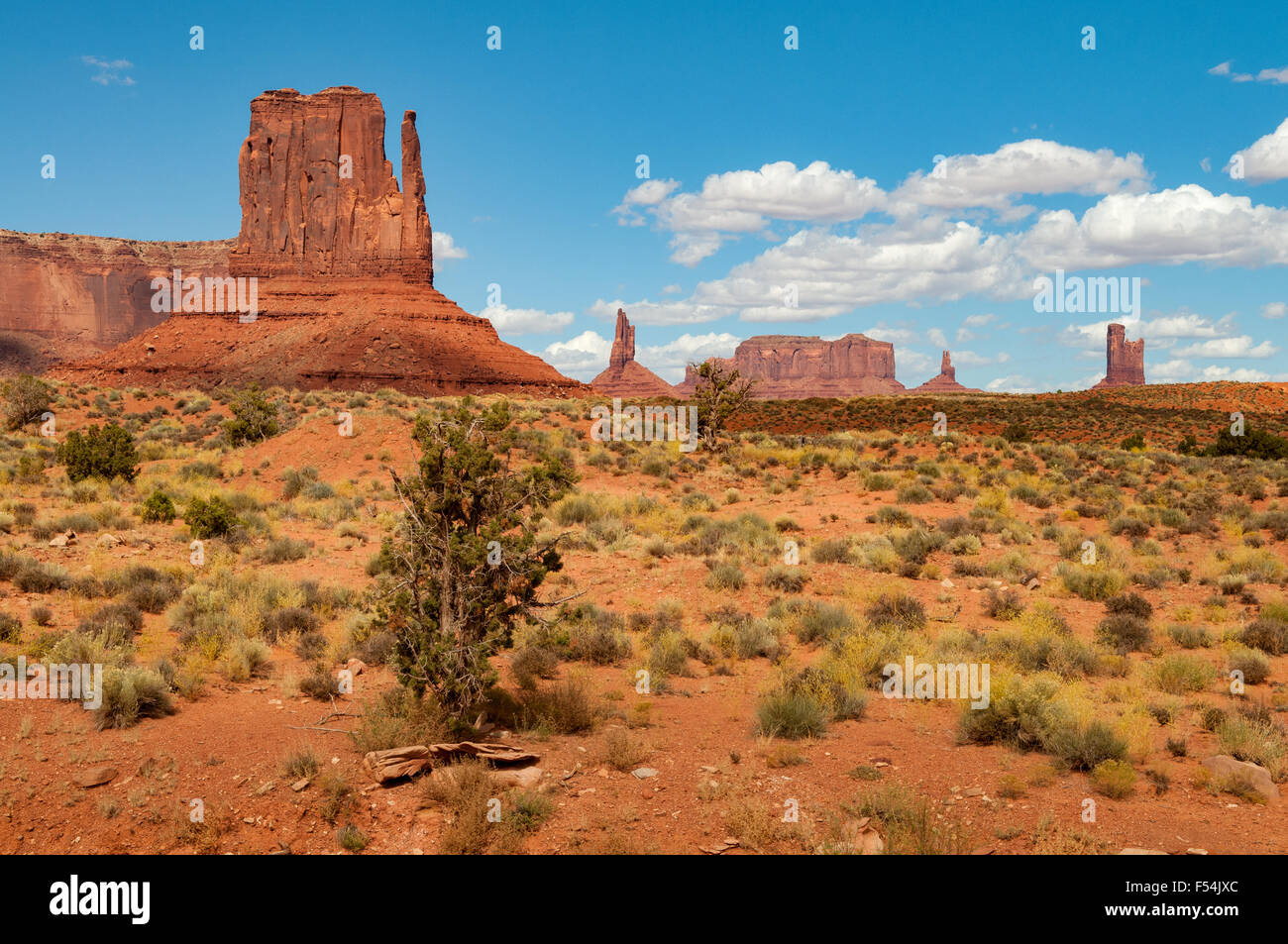West Mitten and Northern Buttes, Monument Valley, Arizona, USA Stock Photo