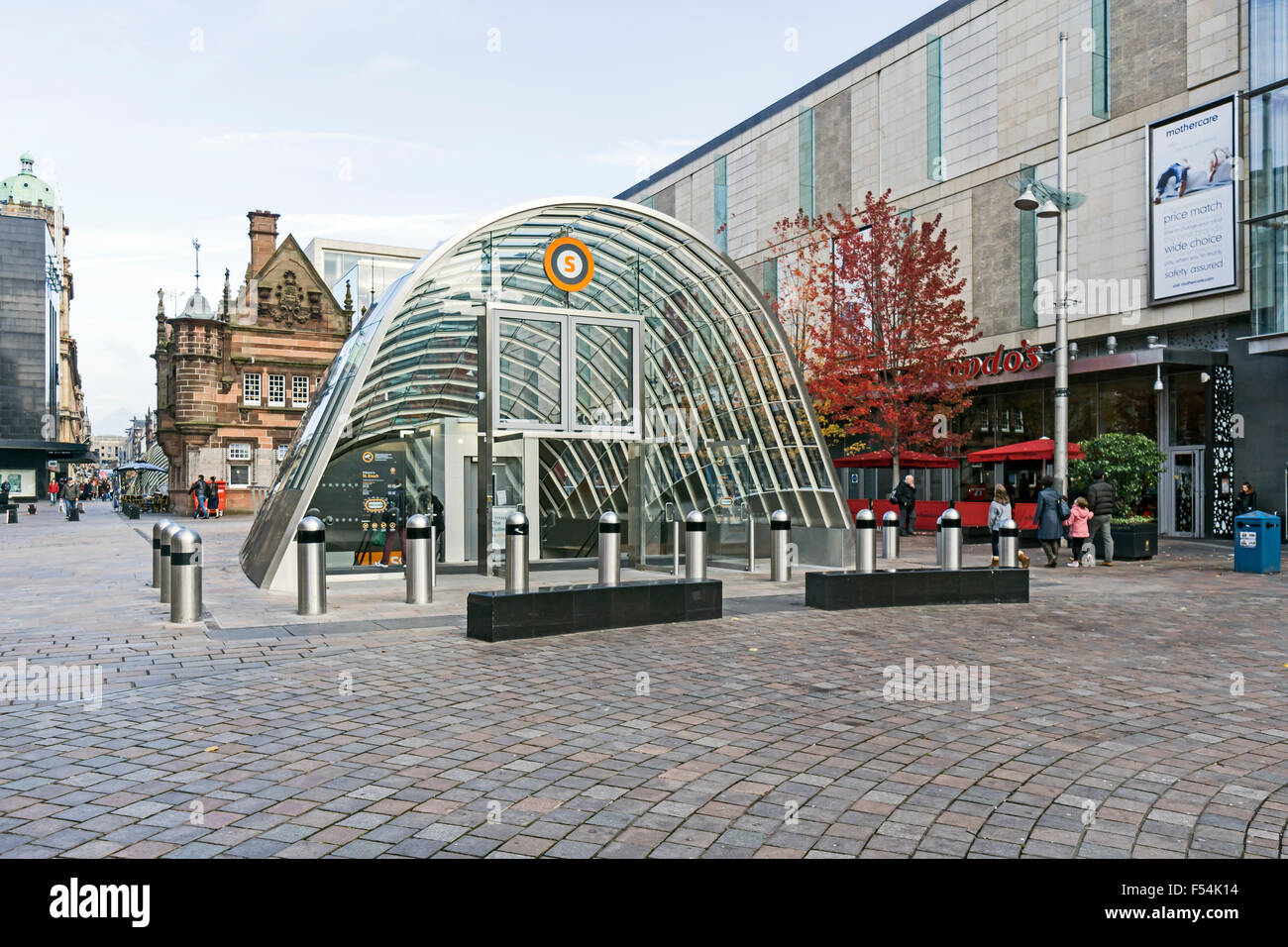 Southern entrance to SPT subway station in St. Enoch Square Glasgow Scotland Stock Photo