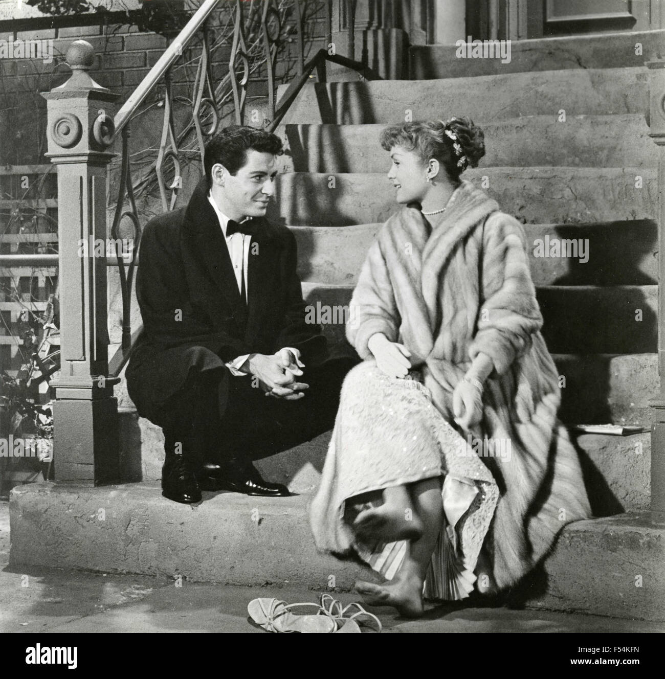 The actors Eddie Fisher and Debbie Reynolds in a scene from the movie 'Bundle of Joy' Stock Photo