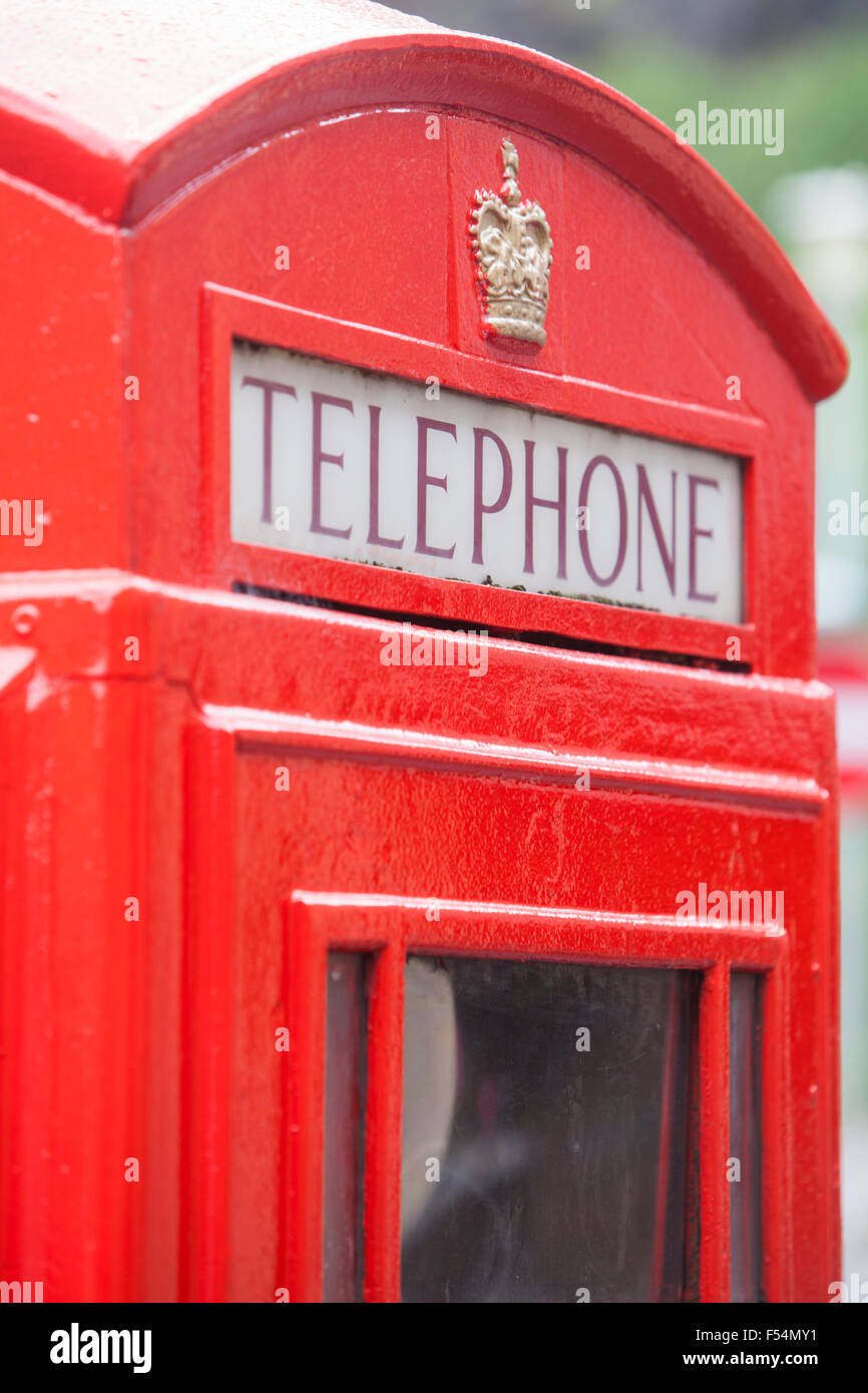Color image of a vintage red London telephone booth. Stock Photo