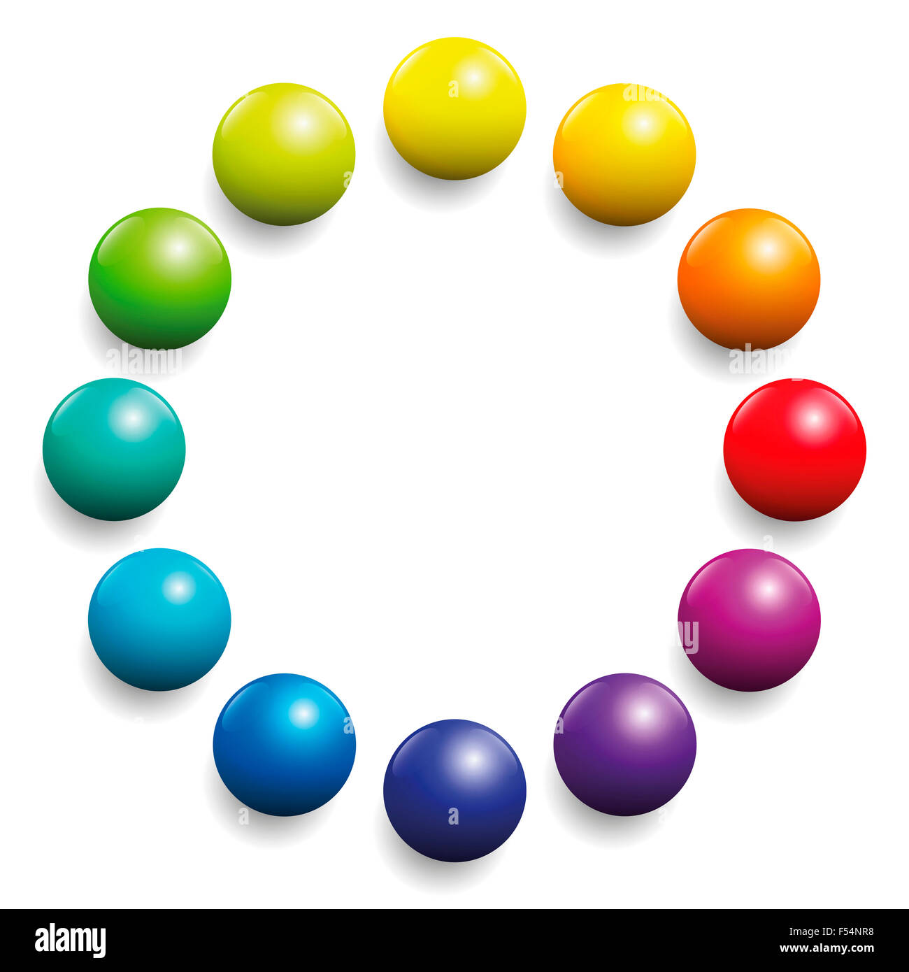 Color spectrum formed by twelve balls. Illustration over white background. Stock Photo
