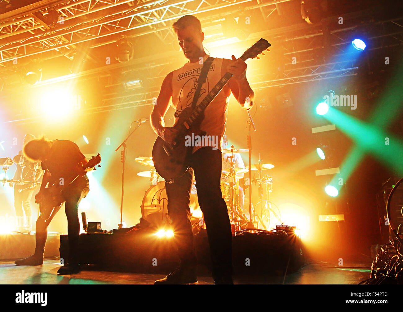 Bring Me The Horizon Performing at Liverpool O2 Academy  Featuring: Matt Kean, Brendan MacDonald, Bring Me The Horizon Where: Liverpool, United Kingdom When: 26 Aug 2015 Stock Photo