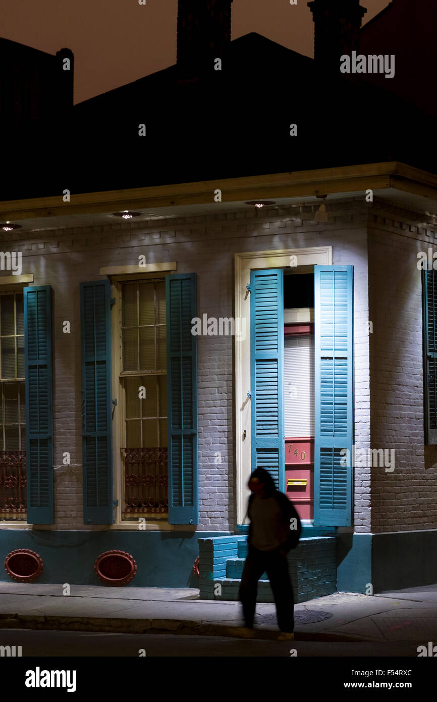 Residential neighbourhood and quaint street lamp on Bourbon Street in