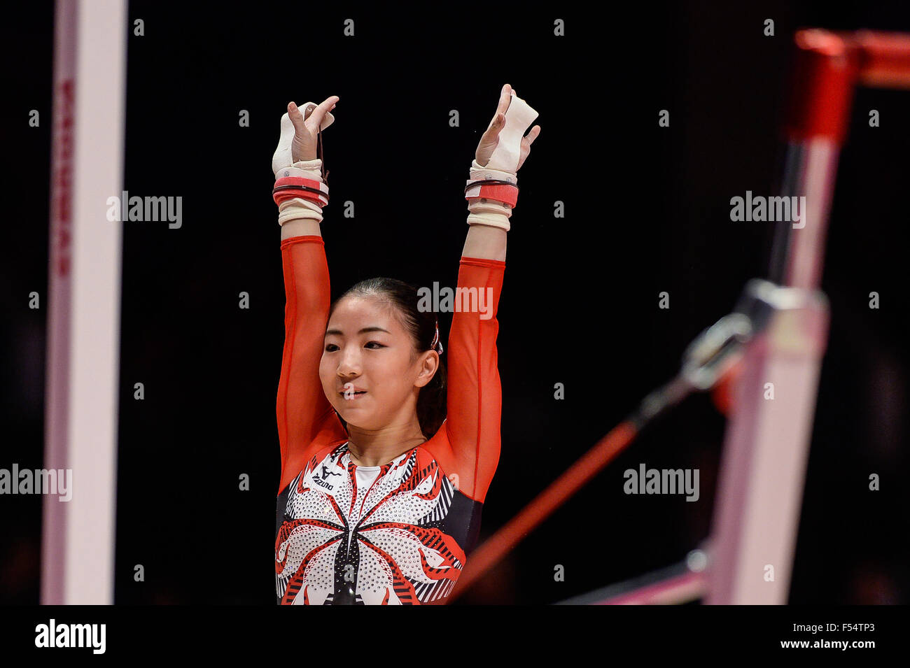 Oct. 27, 2015 - ASUKA TERAMOTO from Japan competes on bars during the women's team finals of the 2015 World Gymnastics Championships held in Glasgow, United Kingdom. Credit:  Amy Sanderson/ZUMA Wire/Alamy Live News Stock Photo