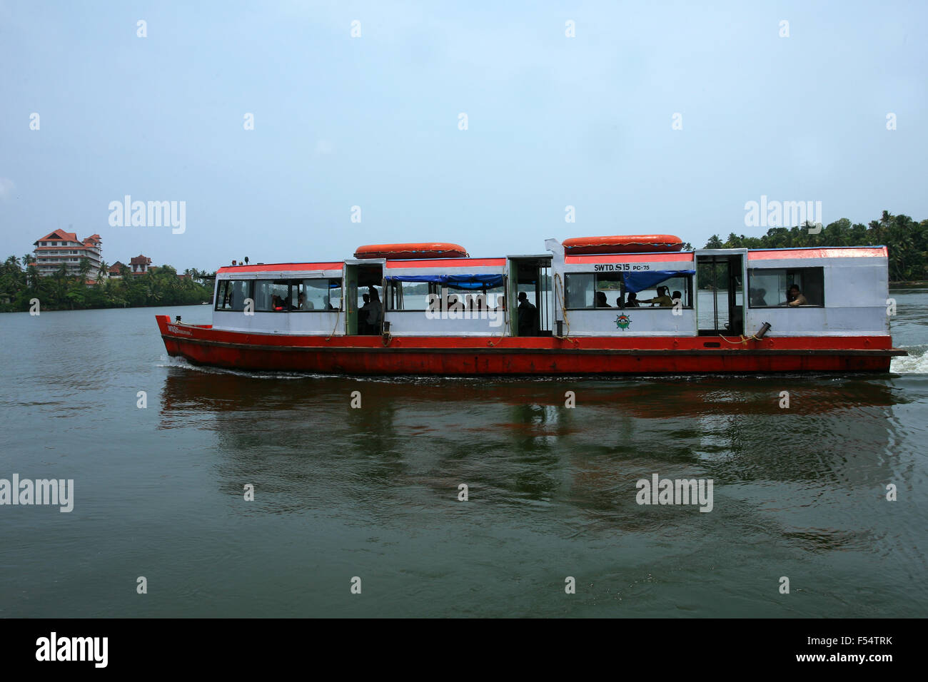 Passenger boat in lake, Kerala Stock Photo