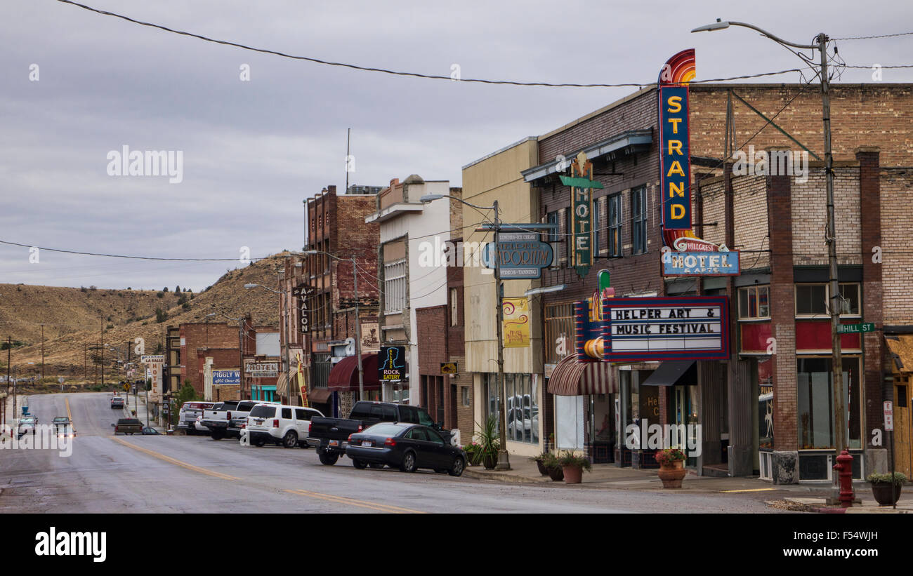 Helper Utah rustic downtown, mining town Stock Photo Alamy