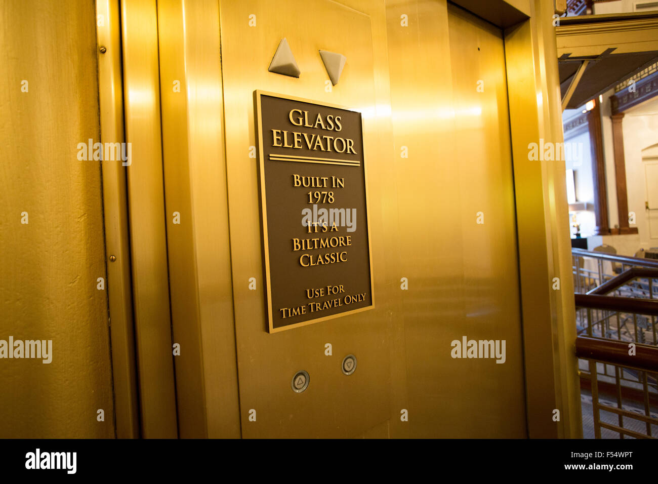 providence biltmore hotel glass elevator Stock Photo Alamy