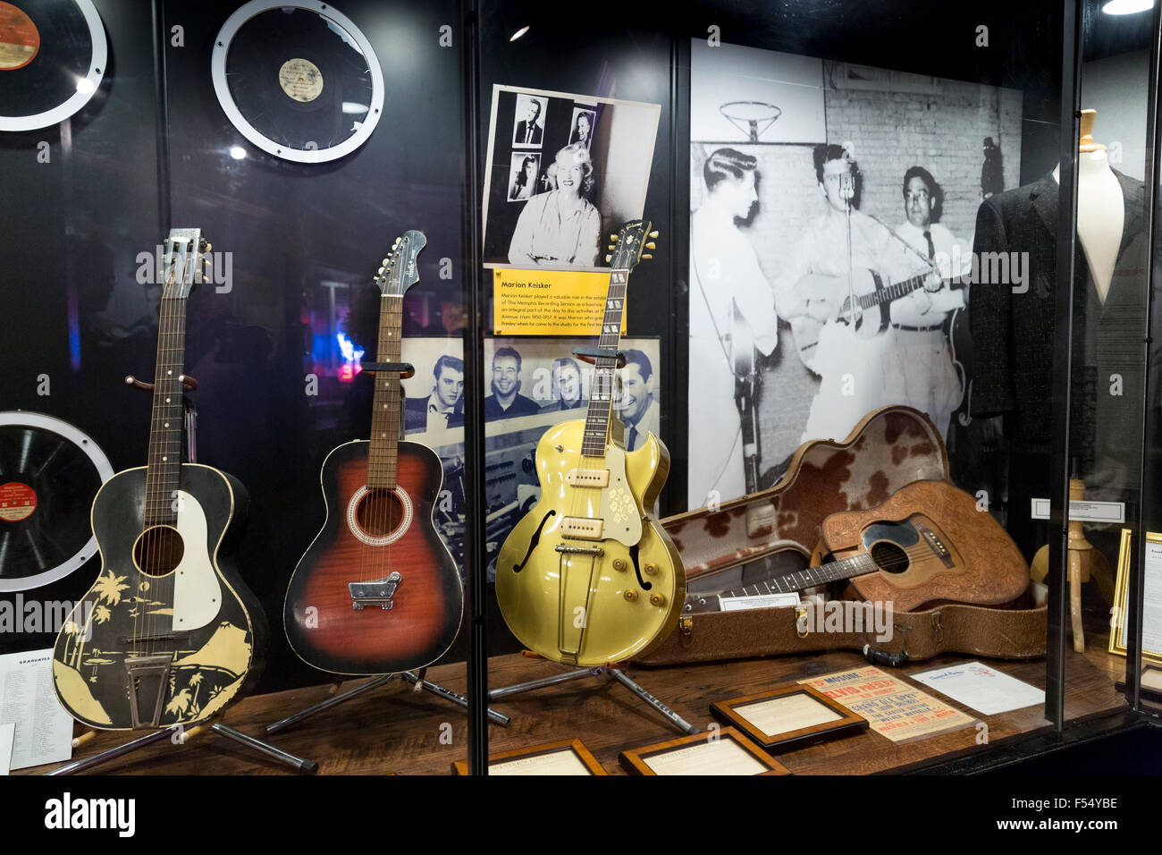 Exhibit at Sun Studio birthplace of rock and roll stars Elvis Presley, Johnny Cash, Jerry Lee Lewis, Carl Perkins, Memphis USA Stock Photo