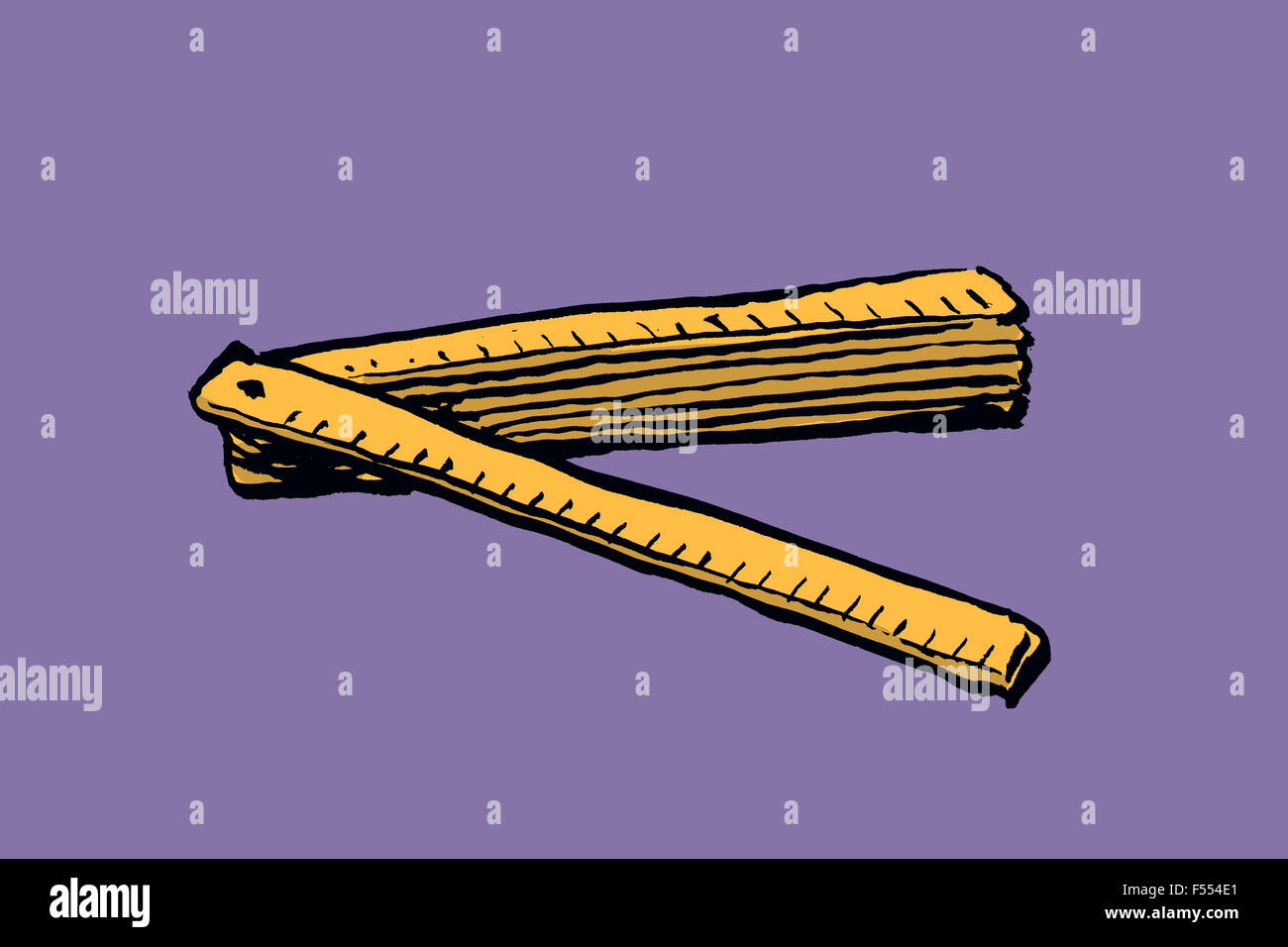 Illustration of foldable ruler against purple background Stock Photo