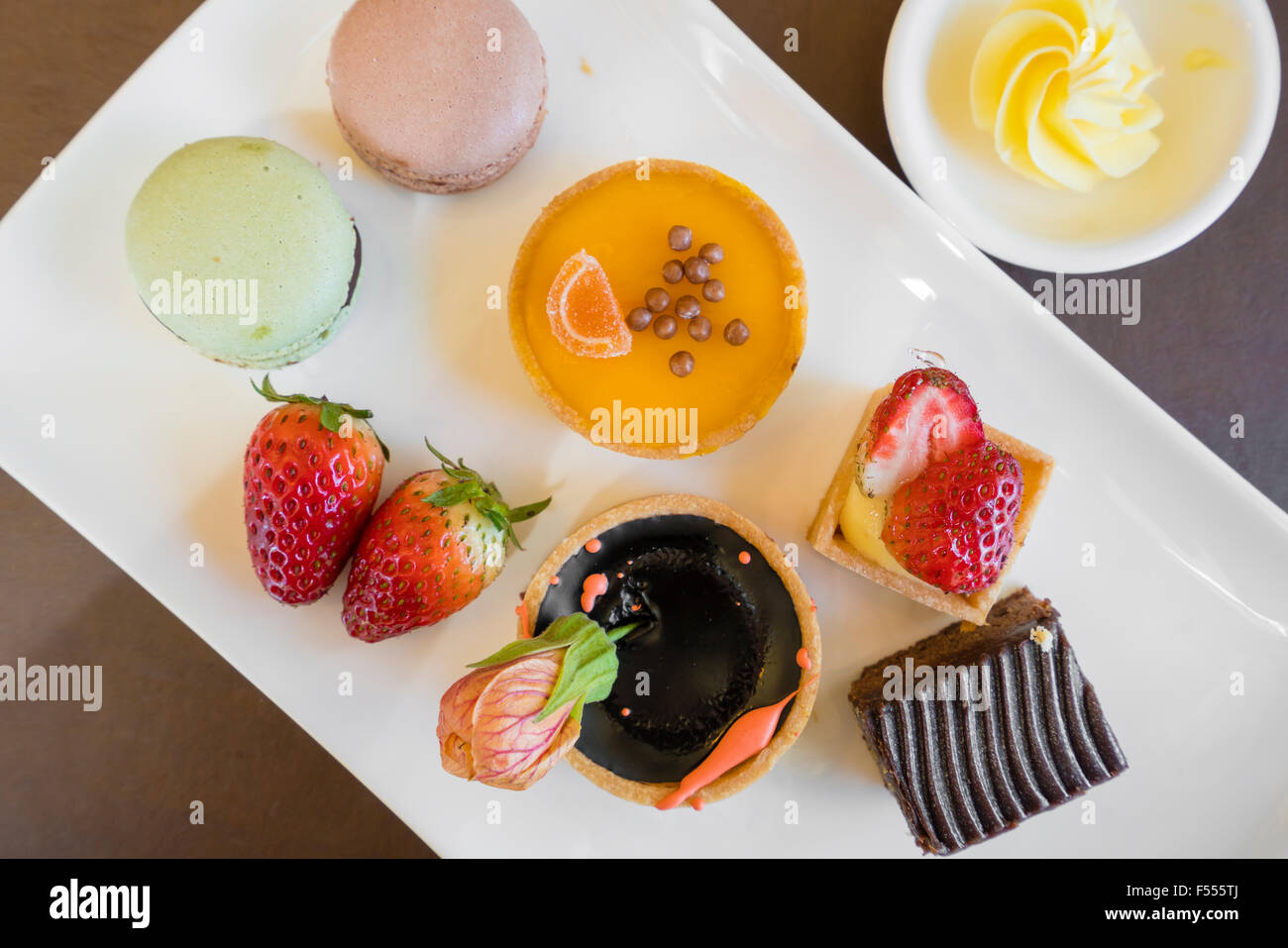 Variety of desserts in buffet Stock Photo