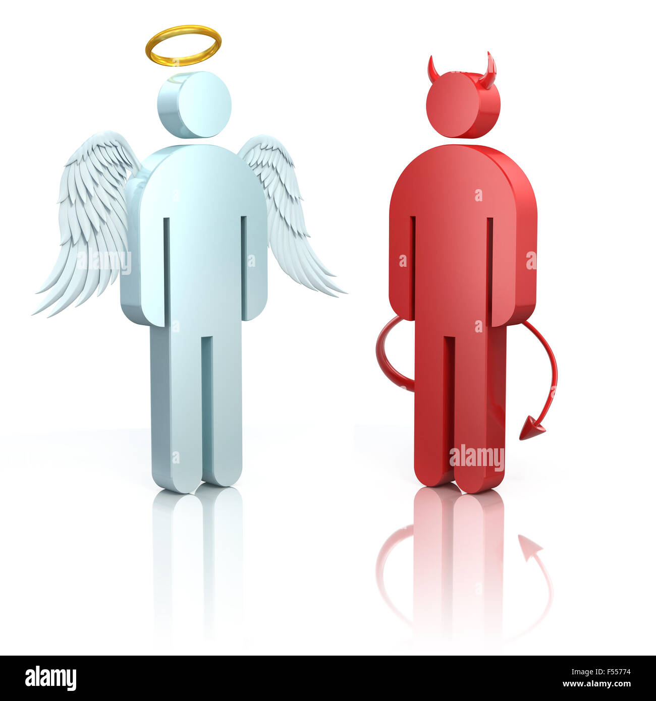 shoulder angel and devil 3d icons isolated Stock Photo