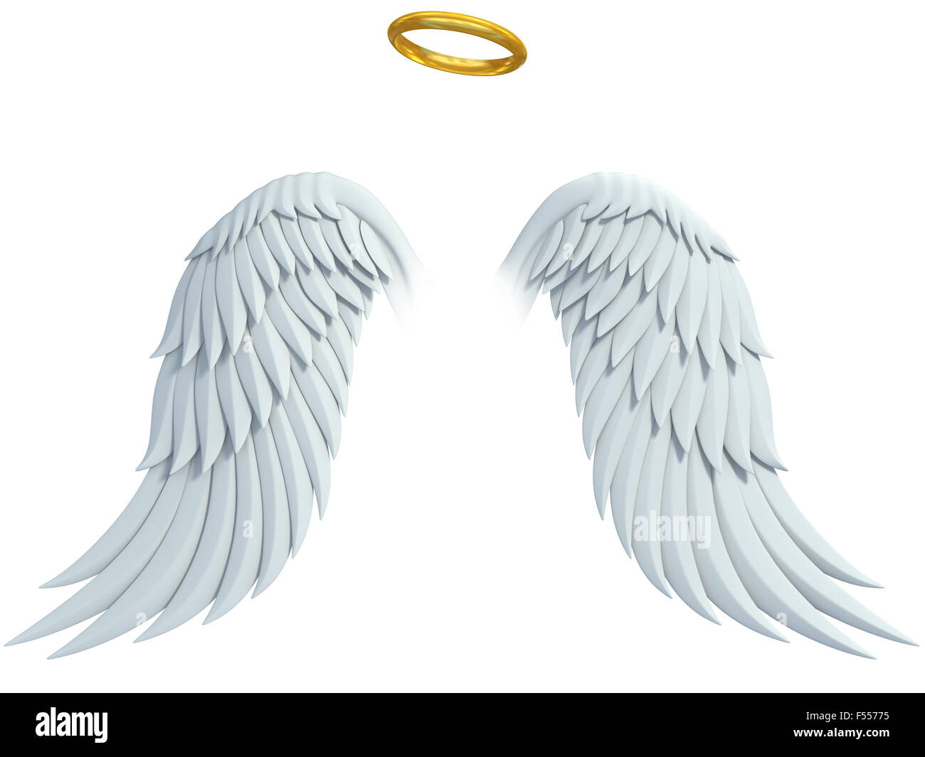 angel design elements - wings and golden halo isolated on the white background Stock Photo