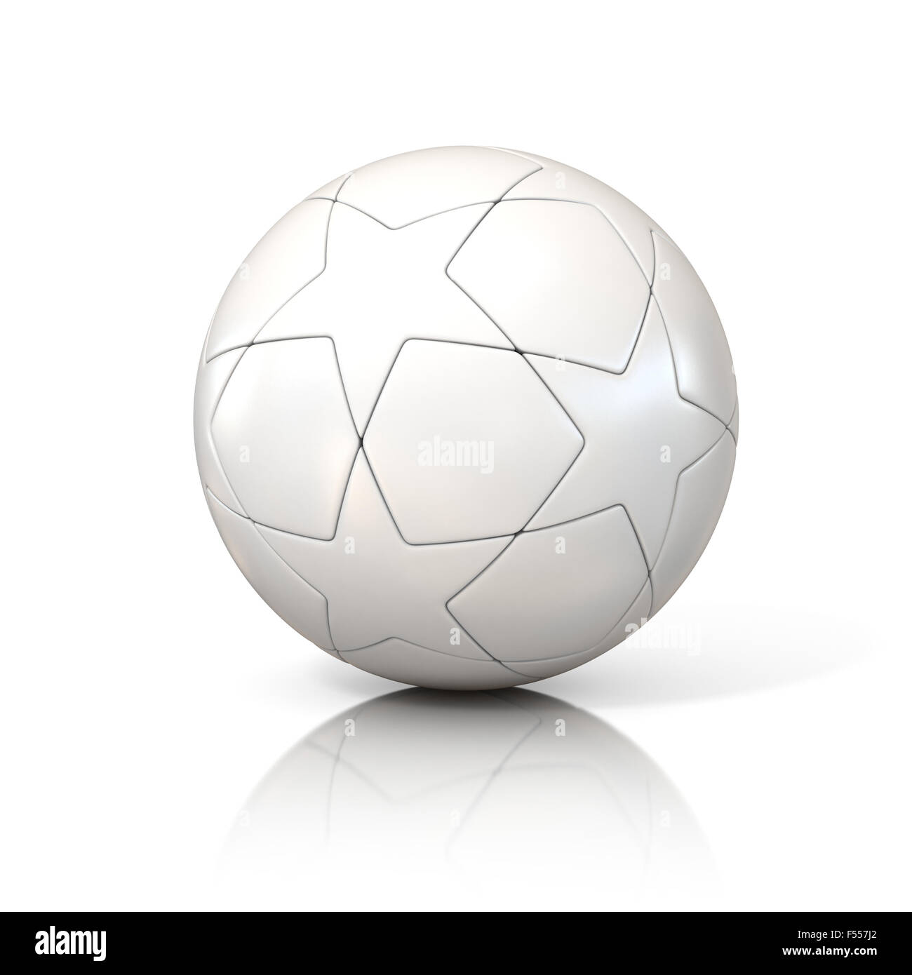 white football soccer ball with star pattern isolated on white Stock