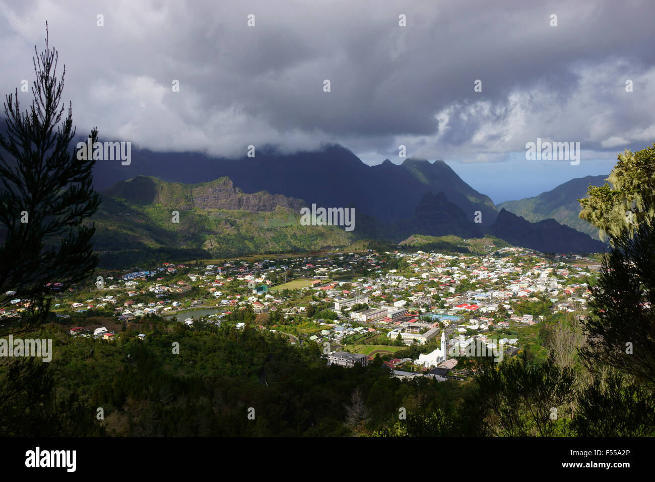 Inside the Cirque of Cilaos, town Cilaos, Island La Réunion, France Stock Photo