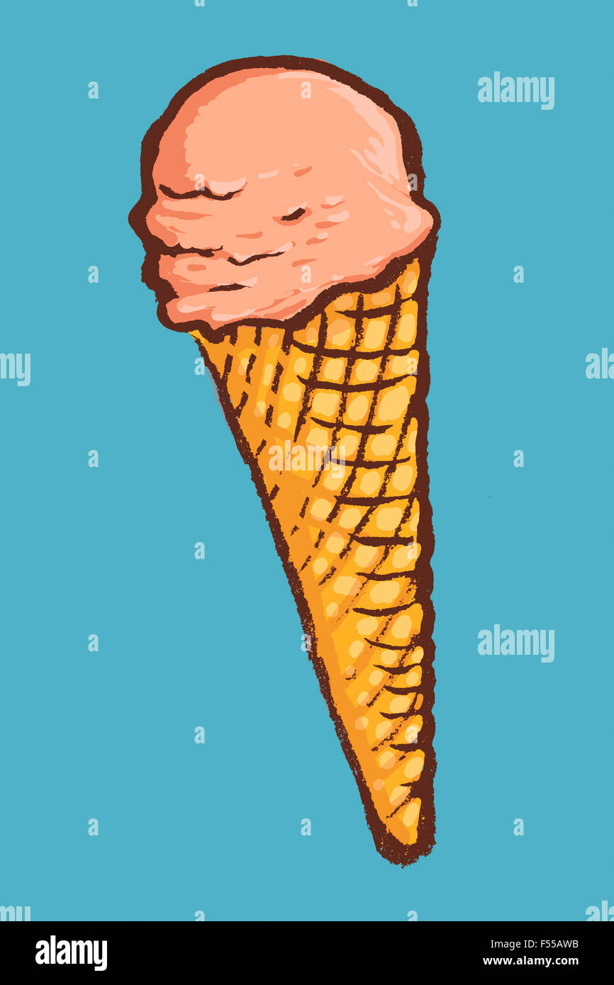 Illustration of ice cream cone against blue background Stock Photo