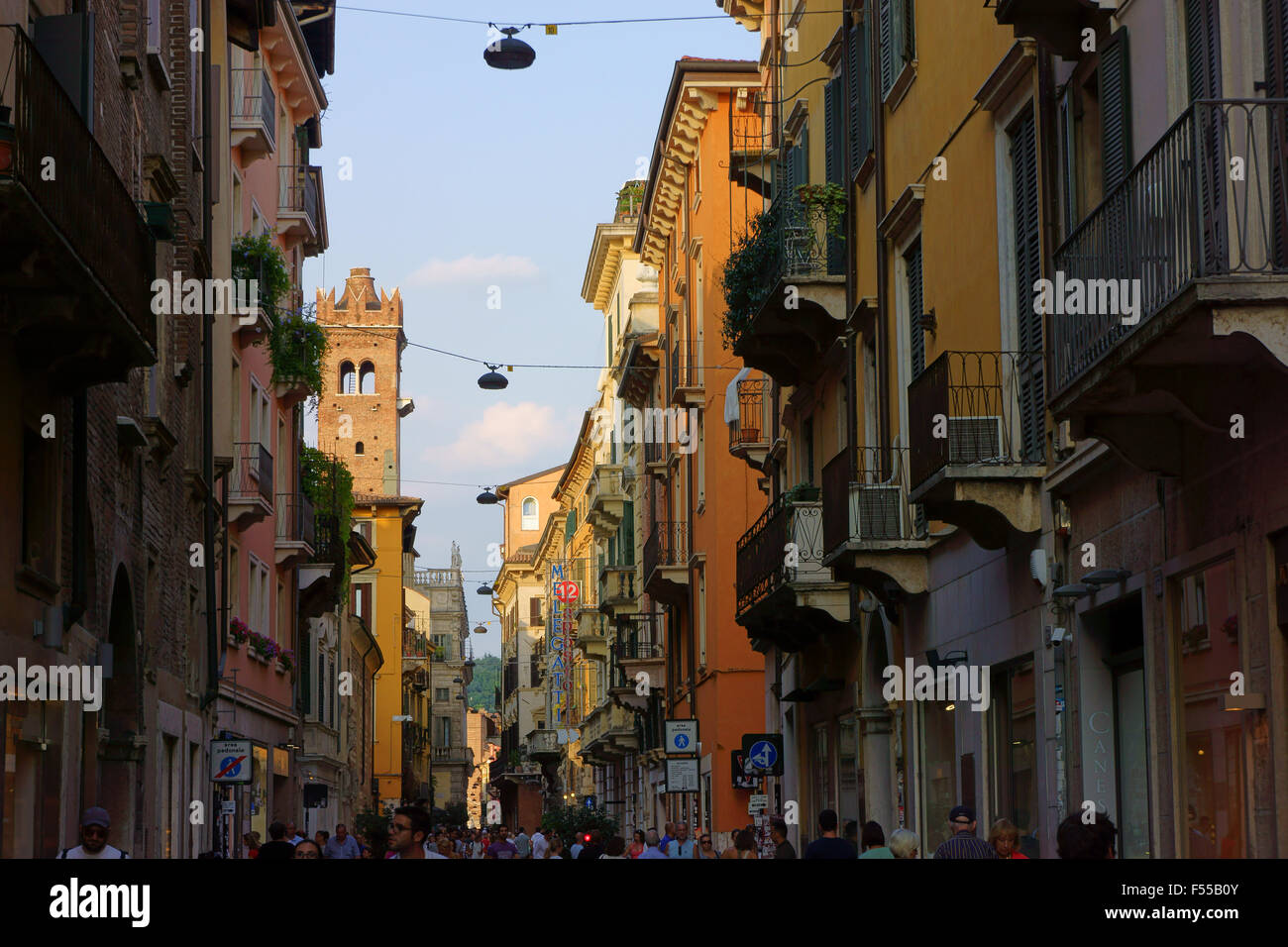 Borsari street in historic town Verona, Lombardie, Italy Stock Photo