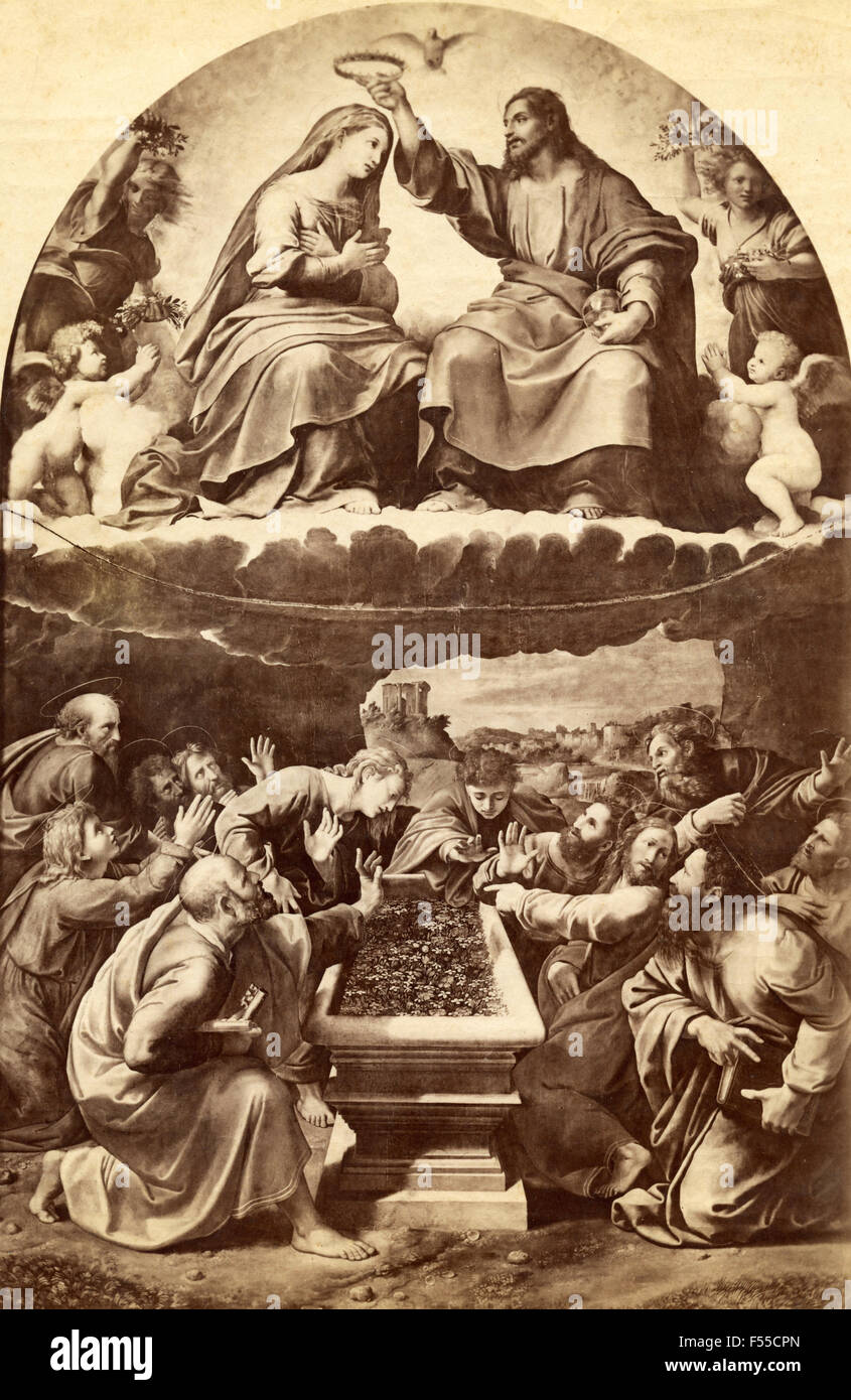 Vatican picture gallery: The Coronation of the Virgin, designed by Raphael and painted by G. Romano and Fattore Stock Photo