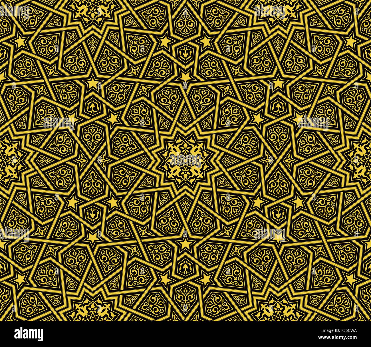 islamic ornament golden & black background, vector illustration Stock Vector