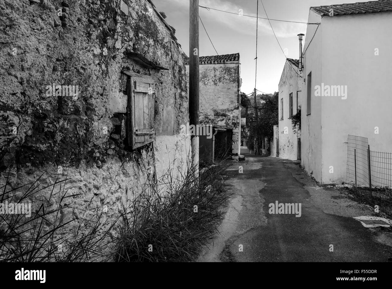 A Street in Old Stalos, Crete Greece. Stock Photo
