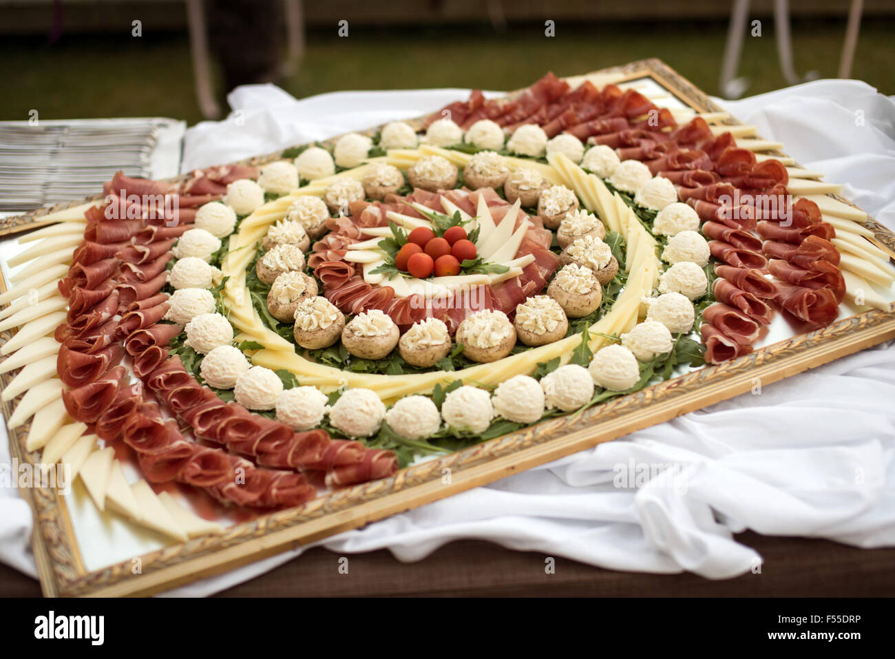 Meats And Cheese Selection At The Wedding Reception Stock Photo