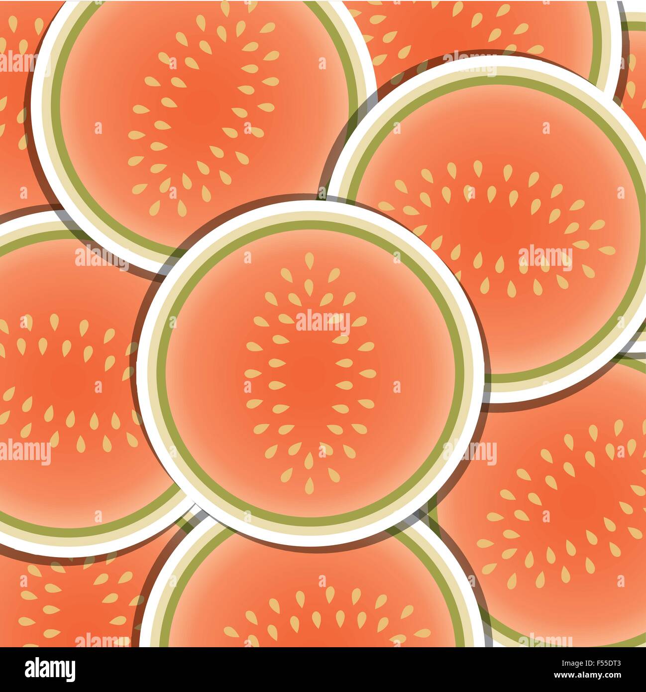 Melon slice background/card in vector format. Stock Vector