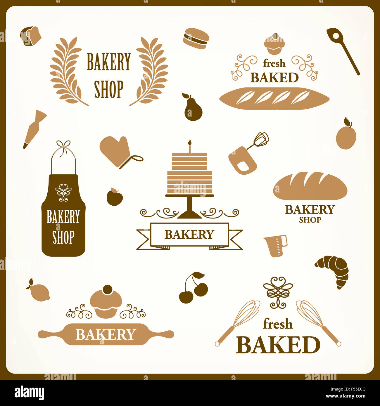 Vector Illustration of Bakery Design Elements Stock Photo - Alamy